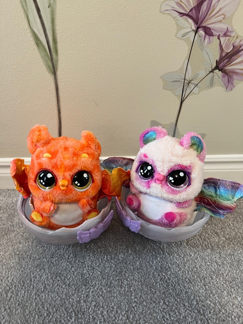 Plush Winged Hatchling Toy - Orange and Pink